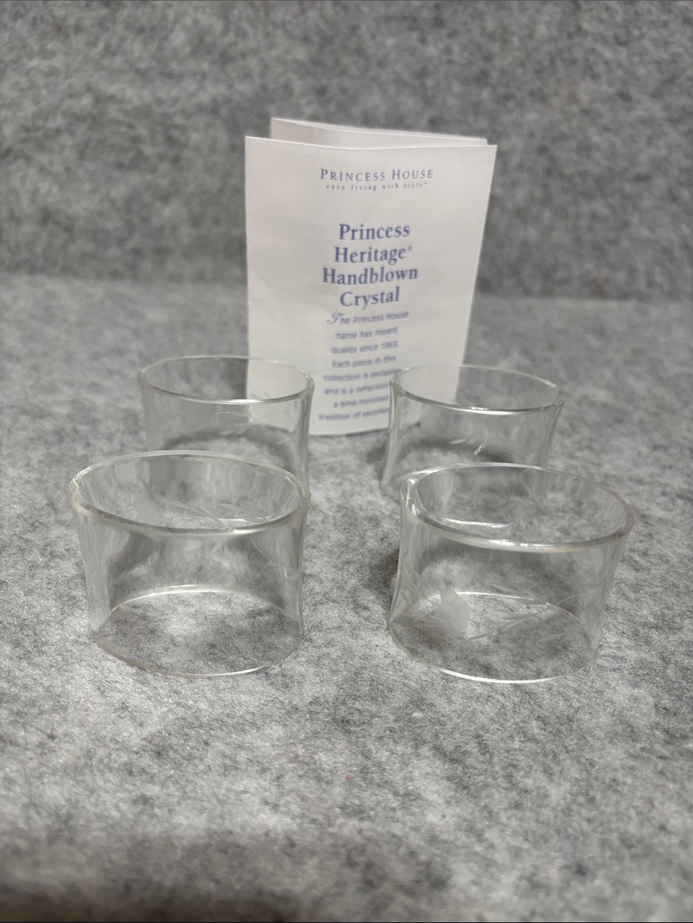 4 Crystal Napkin Rings by Princess House in the Original Box 6488 NIB